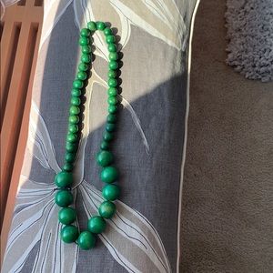 Vintage green wooden bead necklace